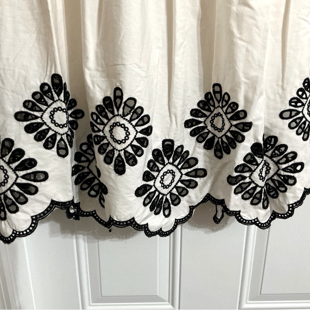 Universal Thread Cream Midi Dress with Black Embroidery - Picture 5 of 9